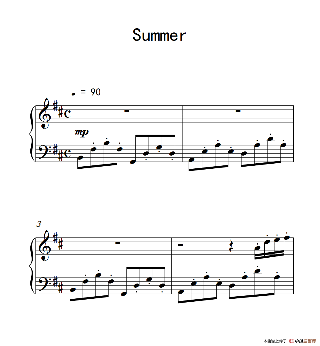 钢琴谱：Summer